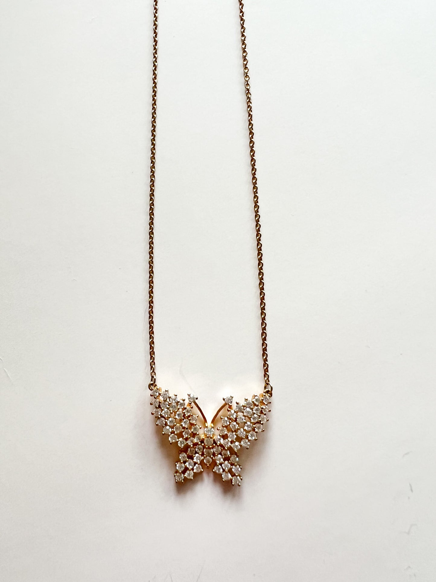 Pave Butterfly Necklace 14-18"