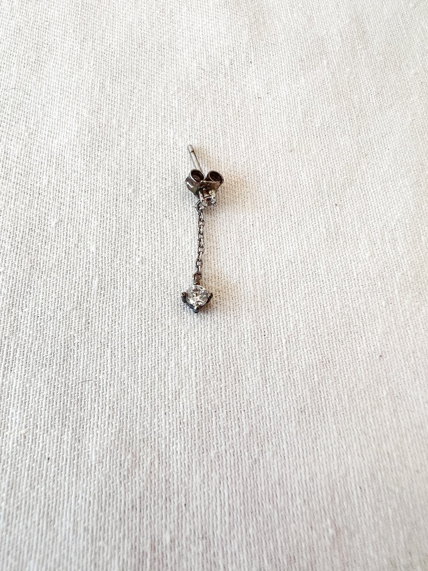 Solitaire Chain Earrings - Single