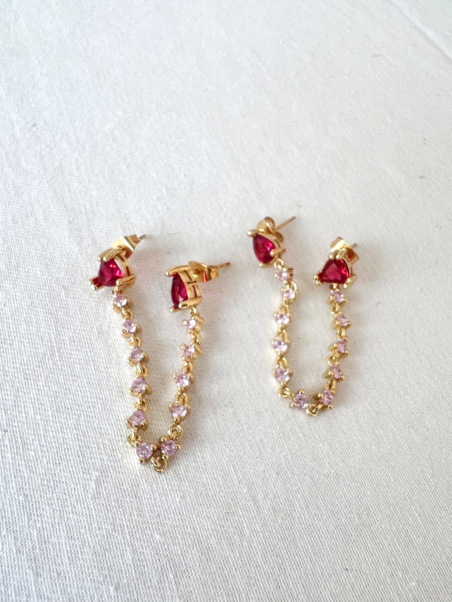 Rose & Fuschia Chain Earrings