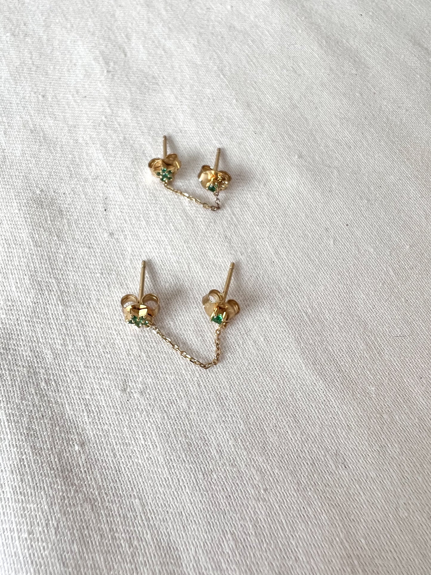 Pave Emerald Chain Earrings