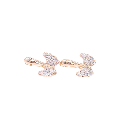 Rose Gold Pavè Butterfly Wing Huggies