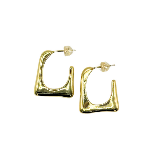 Yellow Gold L Shaped Earring