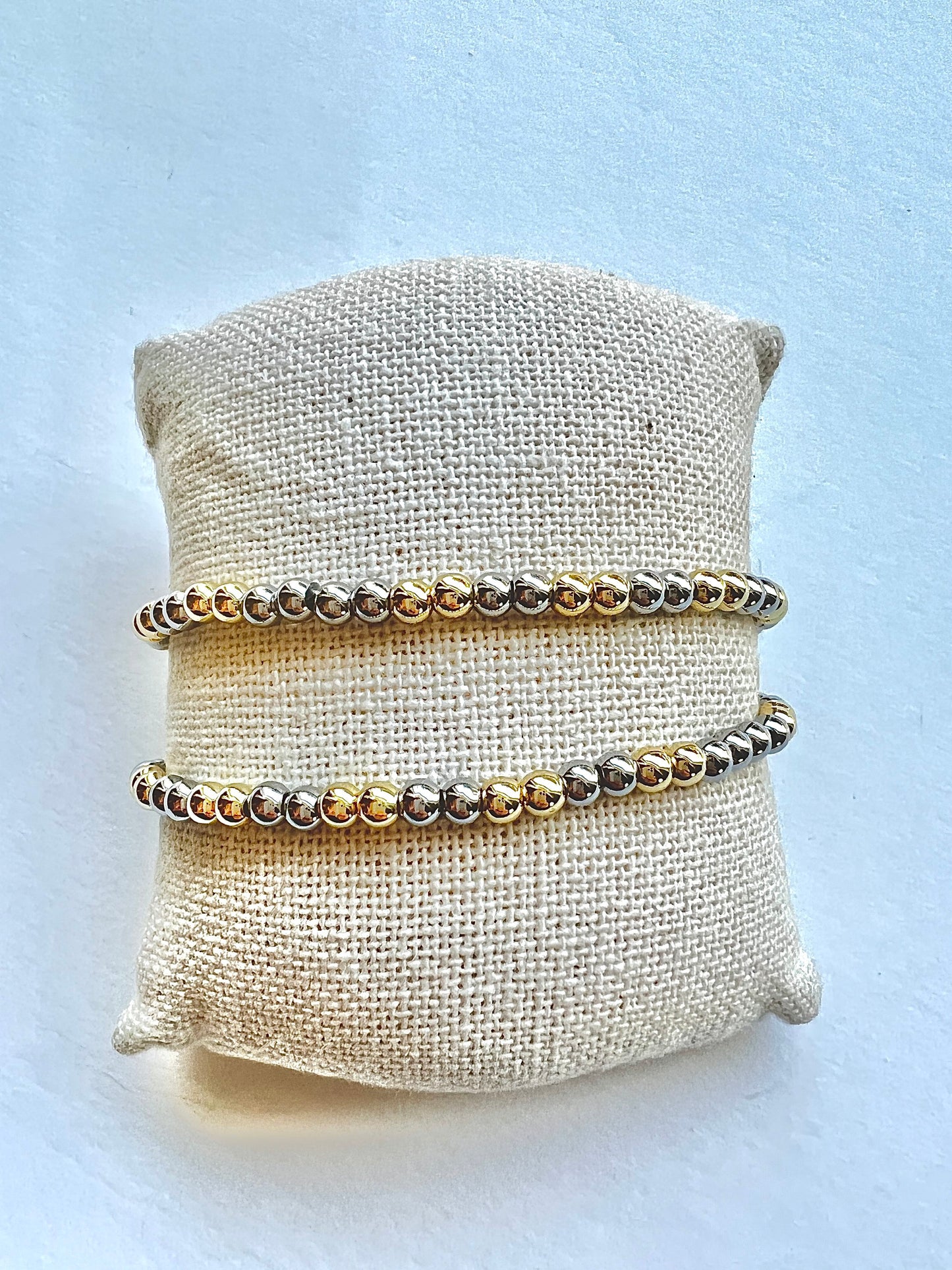 Two-Tone Stretch Beaded Bracelet