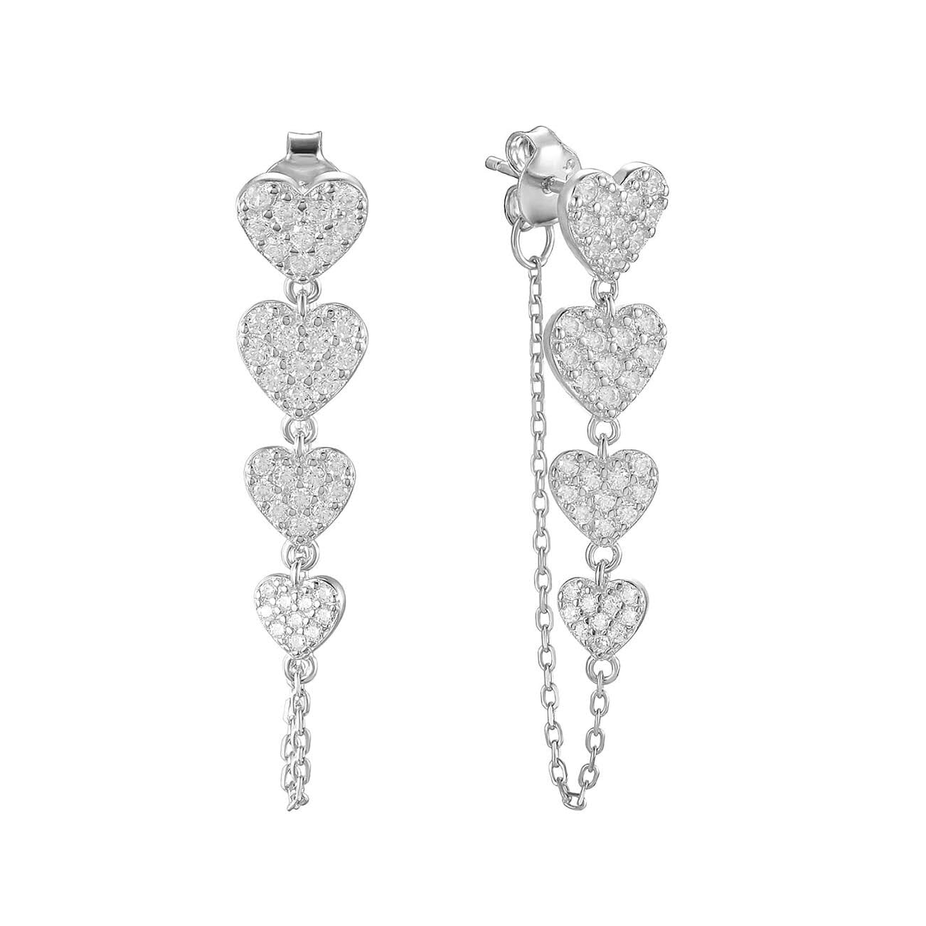 4-Heart Drop Earrings