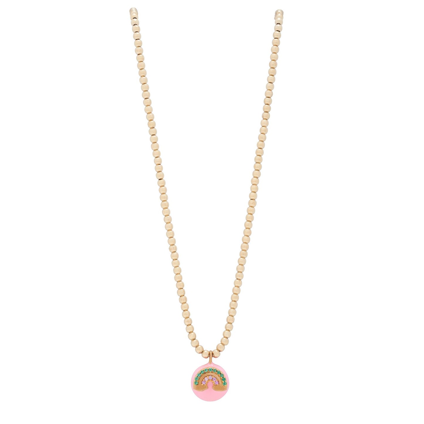 24K Beaded Necklace with Rainbow
