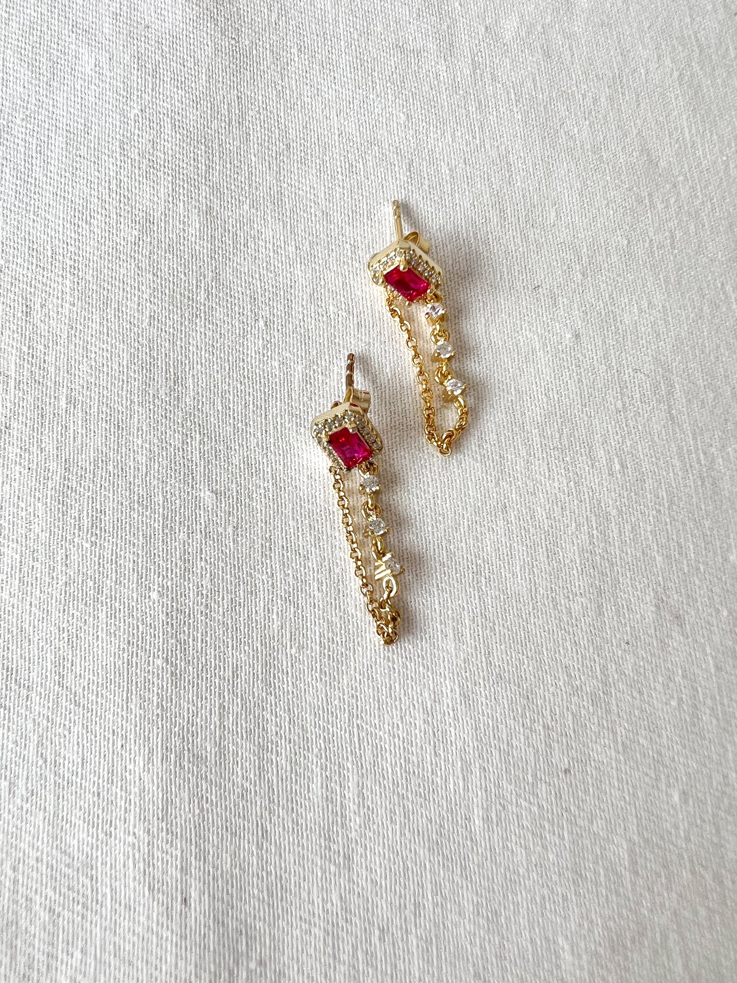 Emerald Chain Earrings