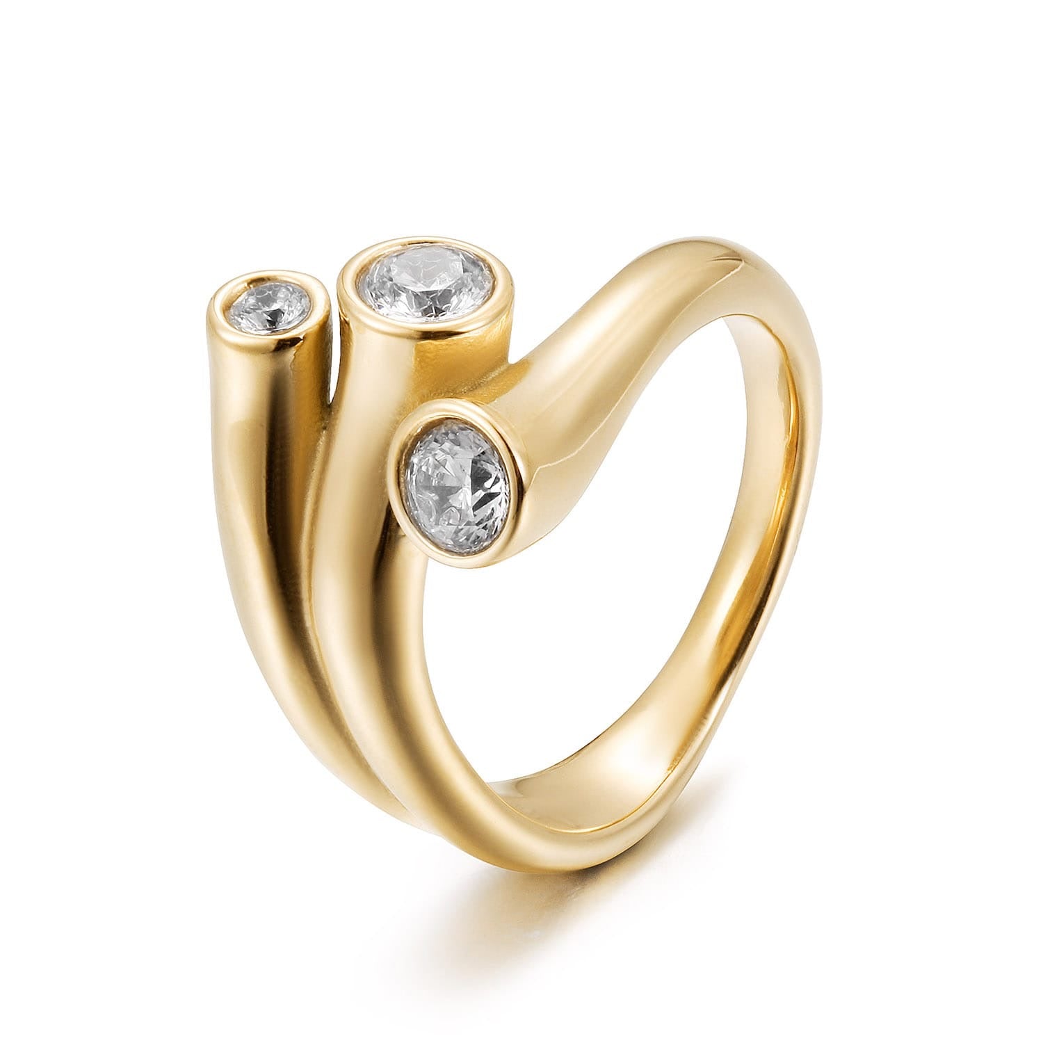 Triple Stone Gold Ring