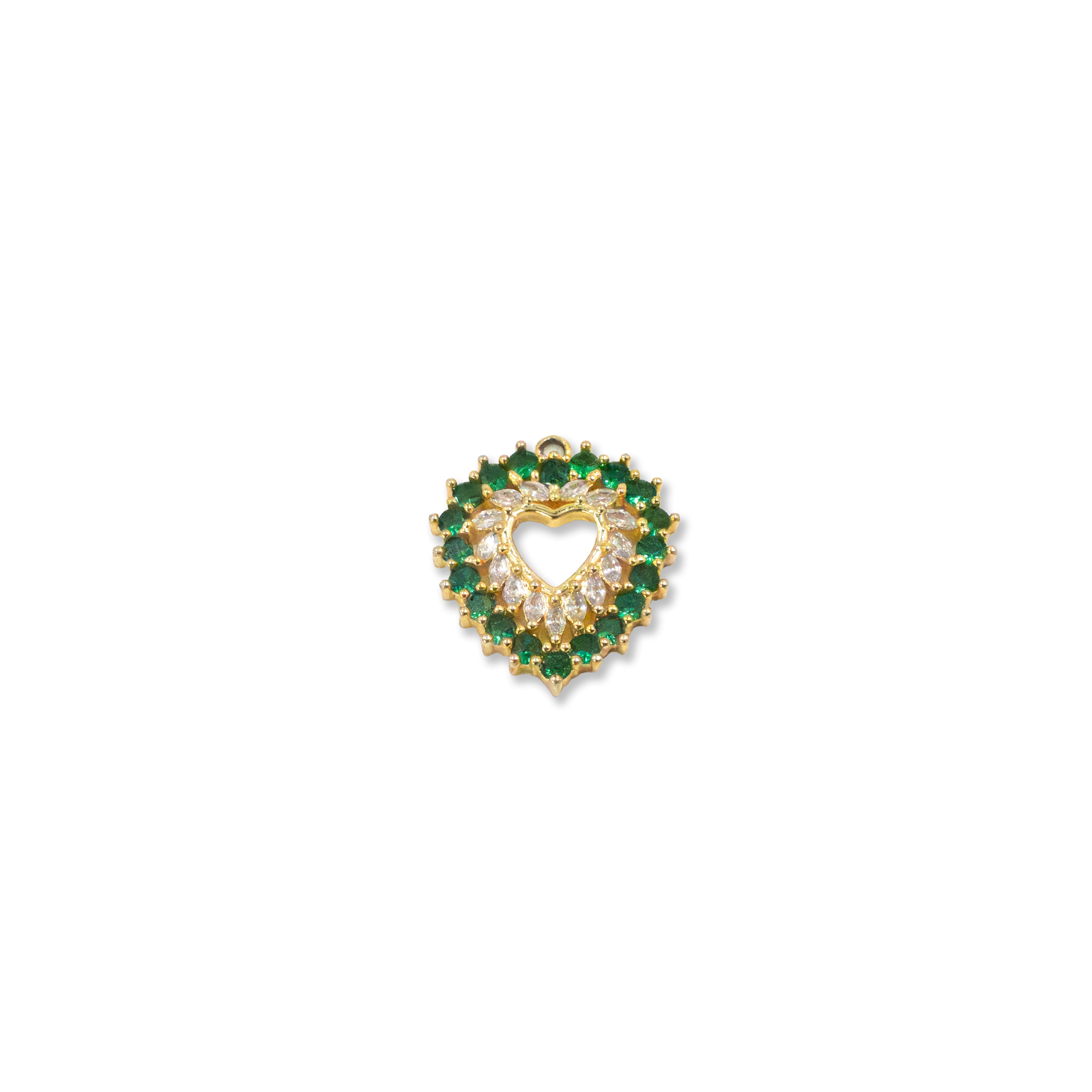 Emerald Open Heart Charm