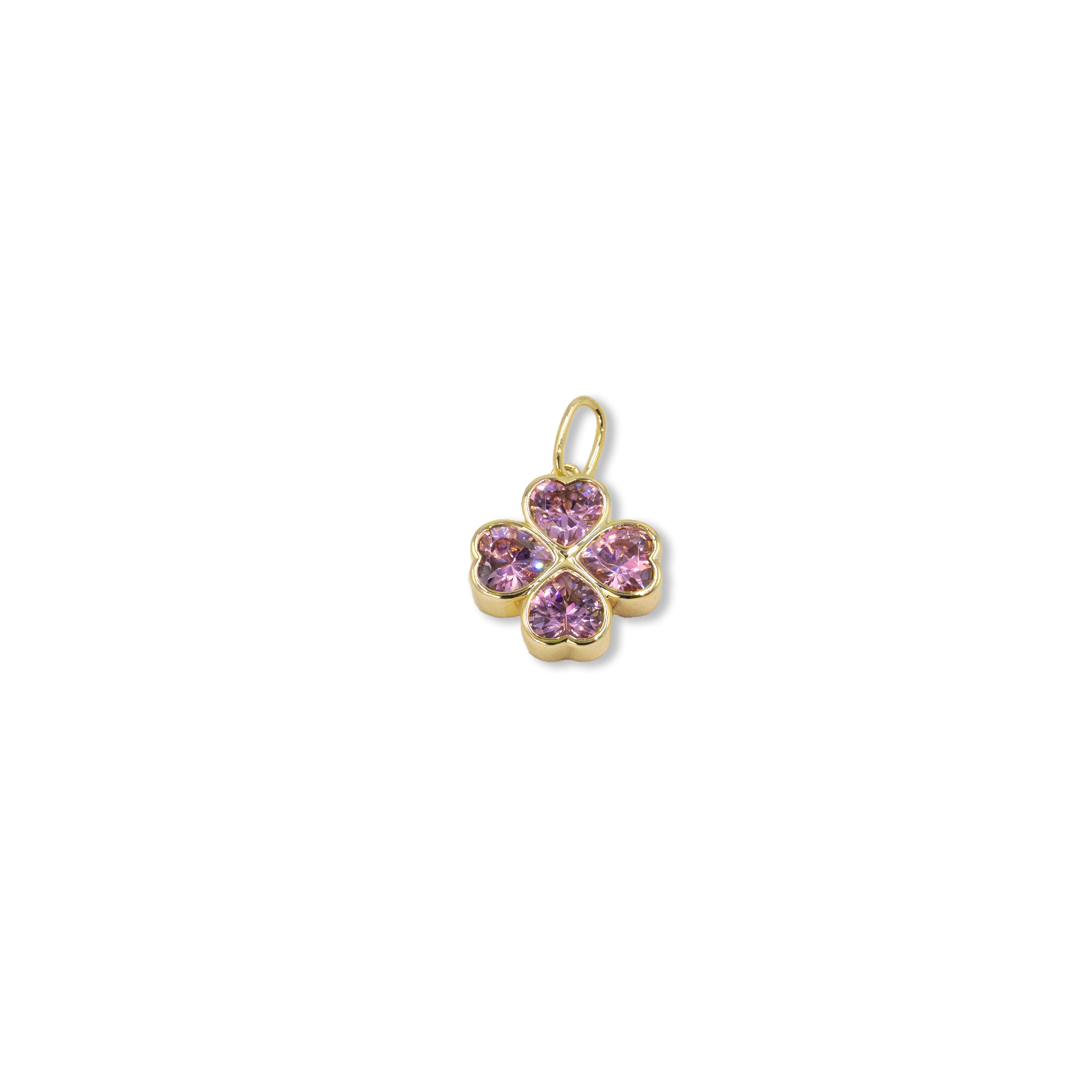 Pink Four Leaf Clover Charm