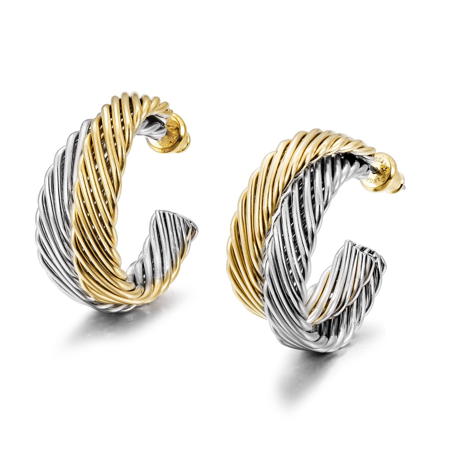 Two Tone Mini Open Hoops