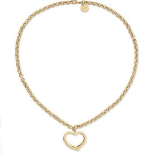 Yellow Gold Open Heart Necklace