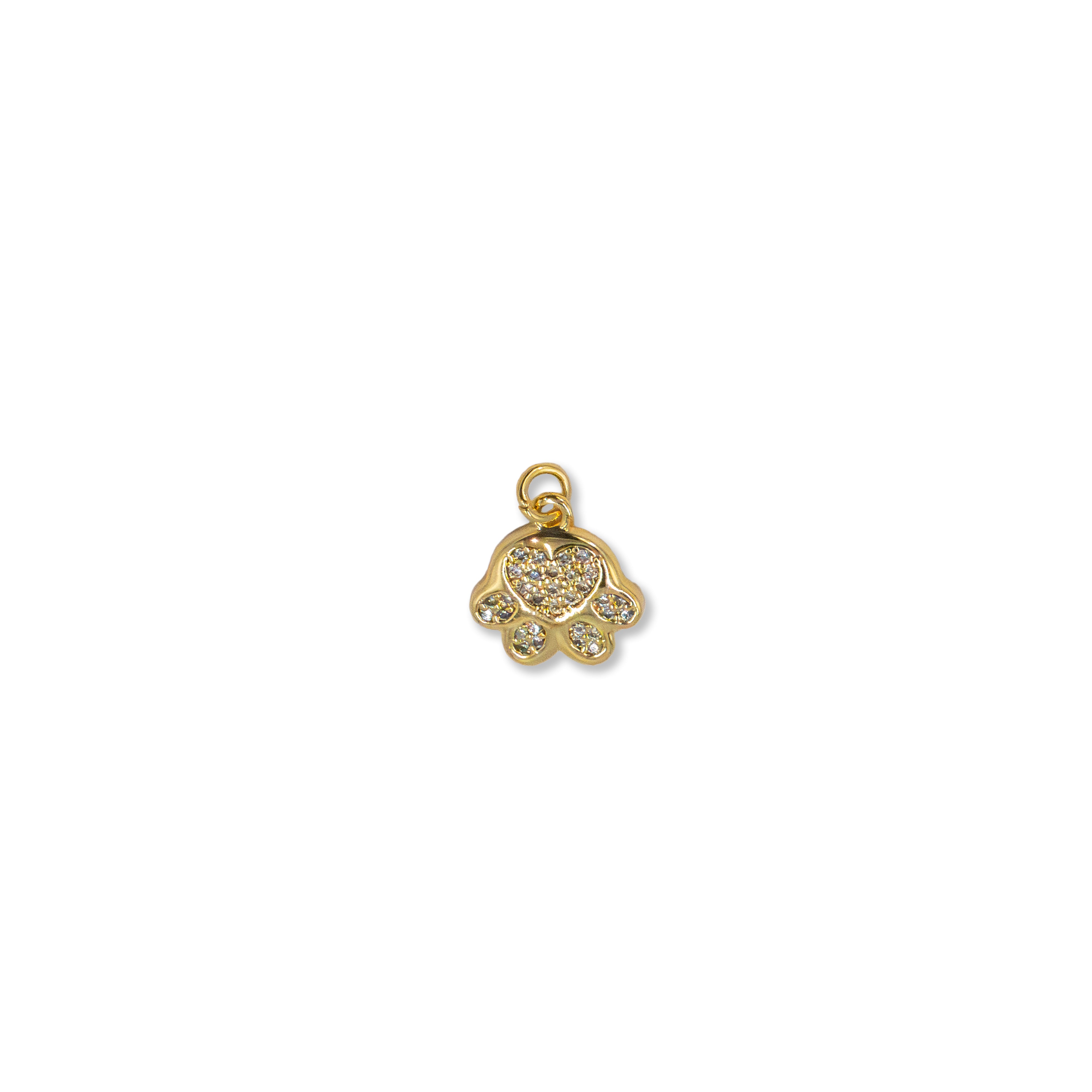 Pave Heart Paw Charm