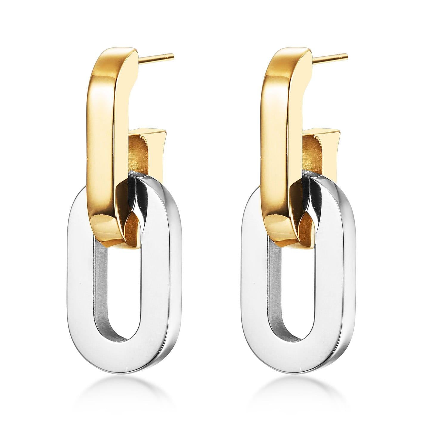 Two Tone Link Earrings