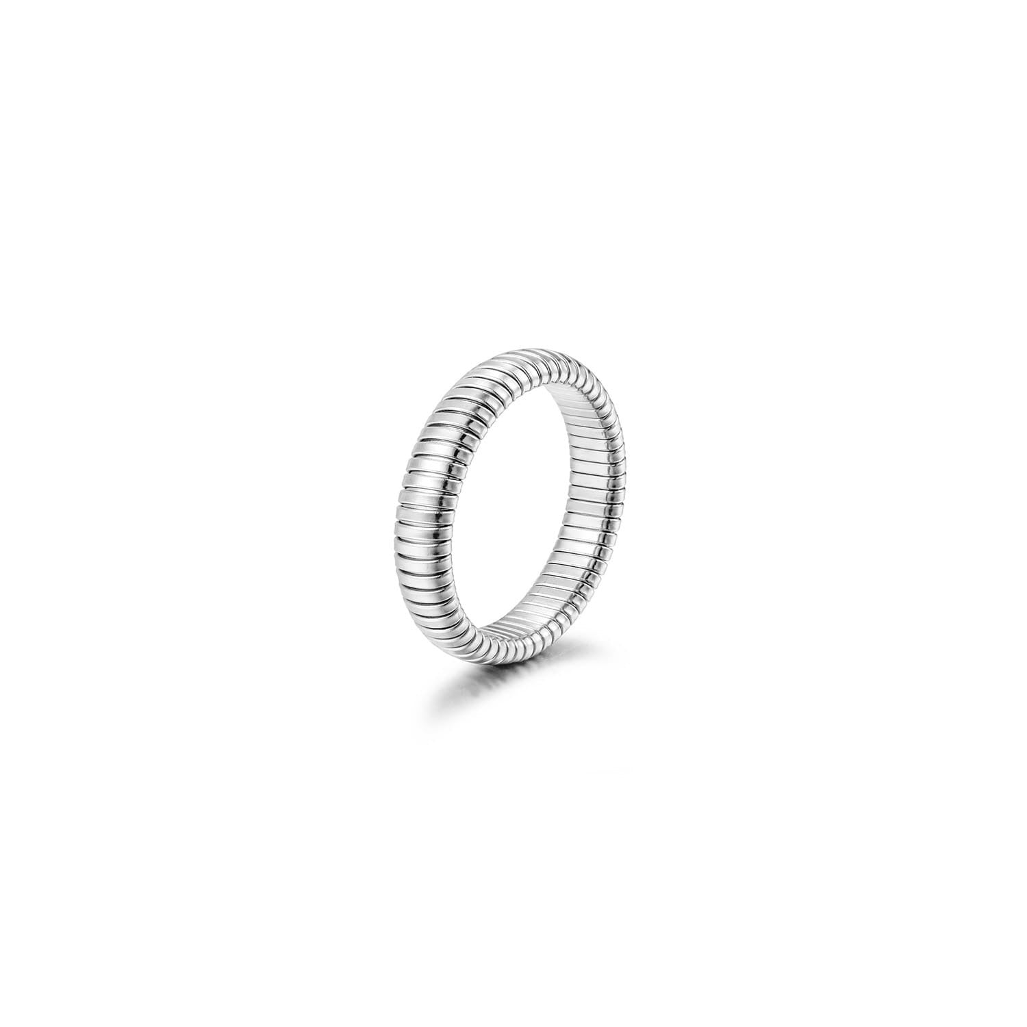 White Gold Flex Ribbed Ring