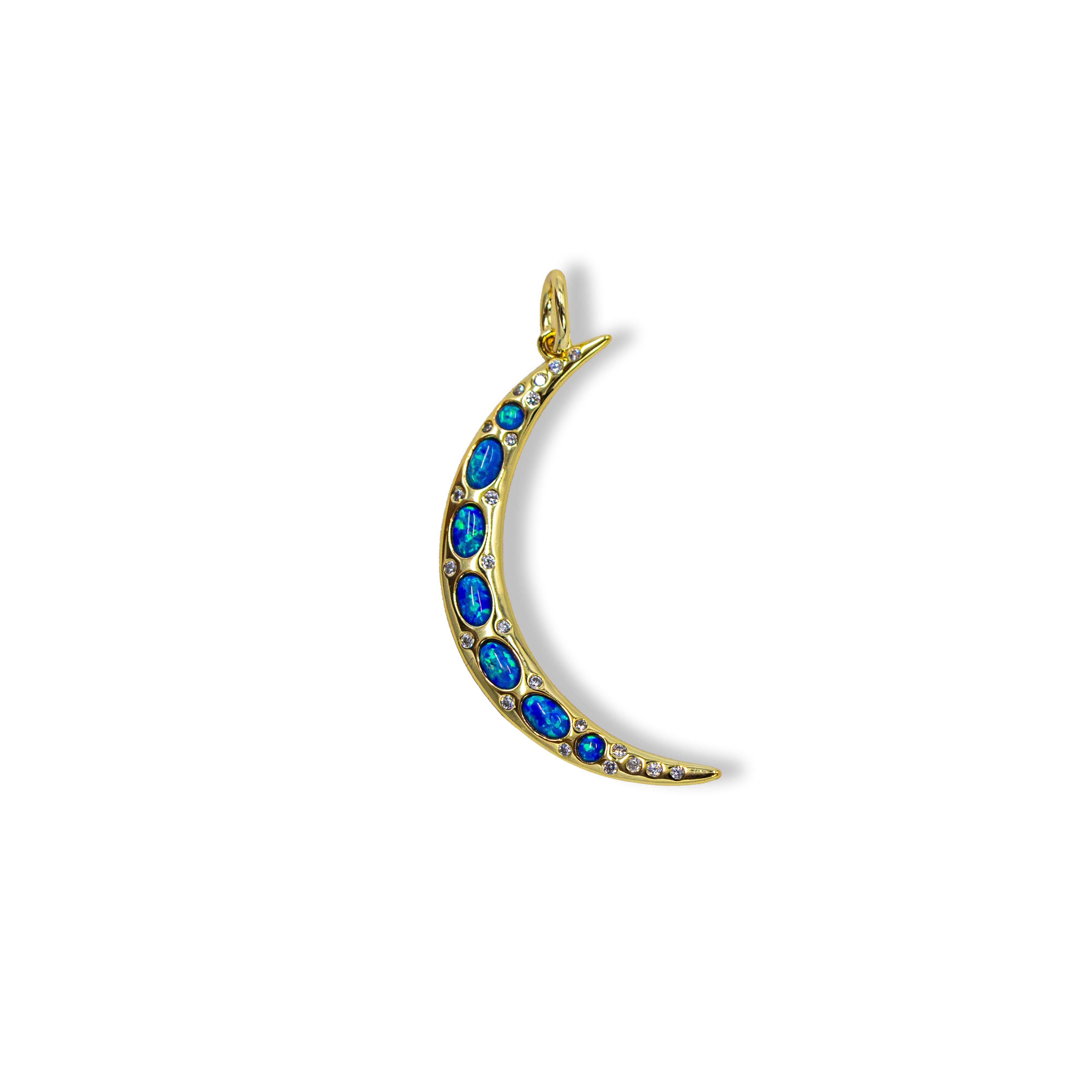 Blue Opal Crescent Charm