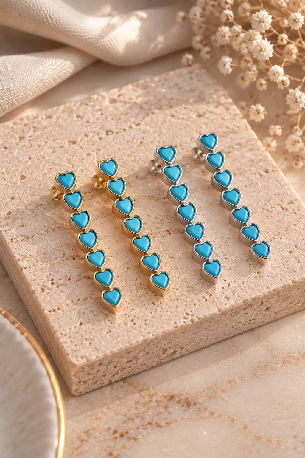 Turquoise Heart Drop Earrings