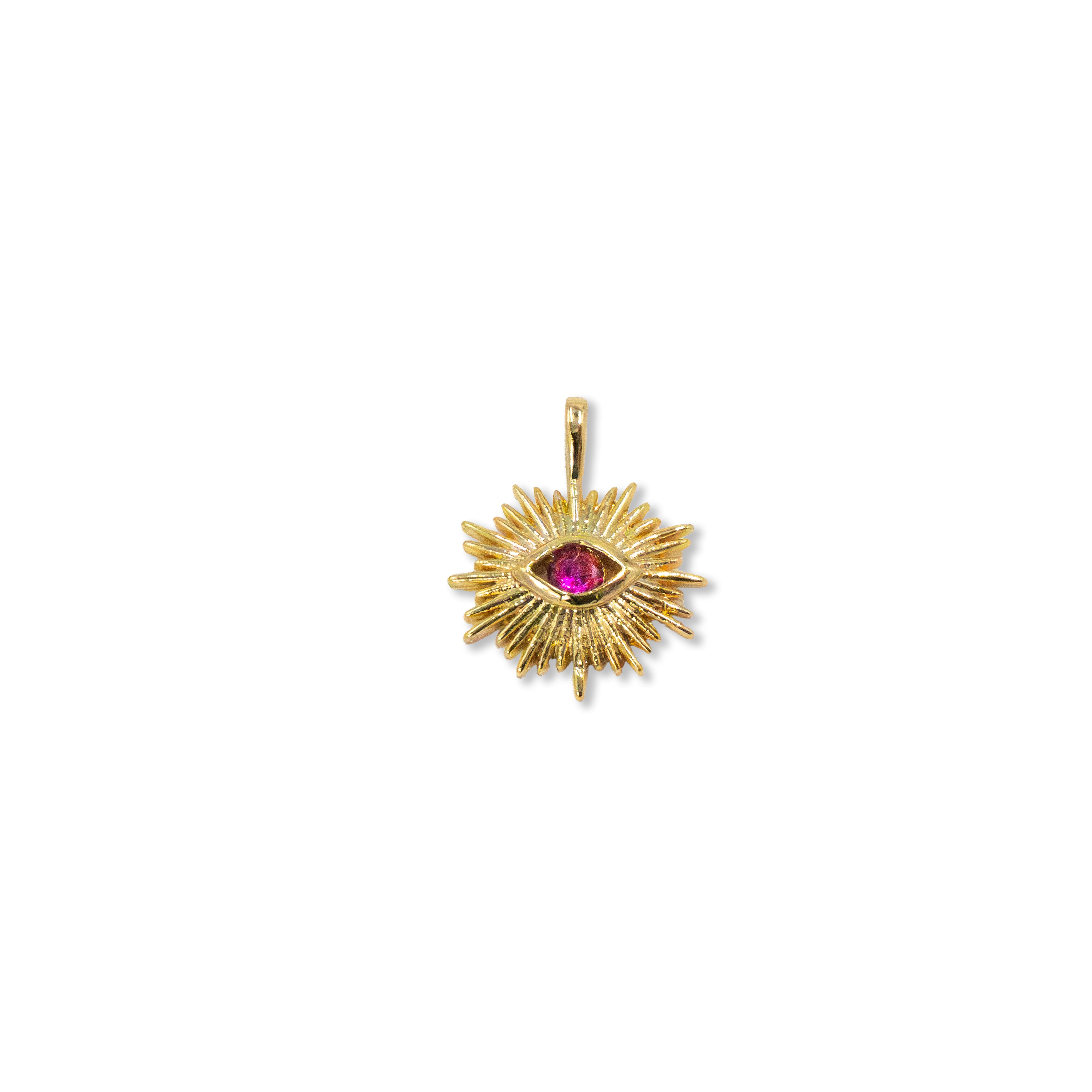 Ruby Evil Eye Burst Charm