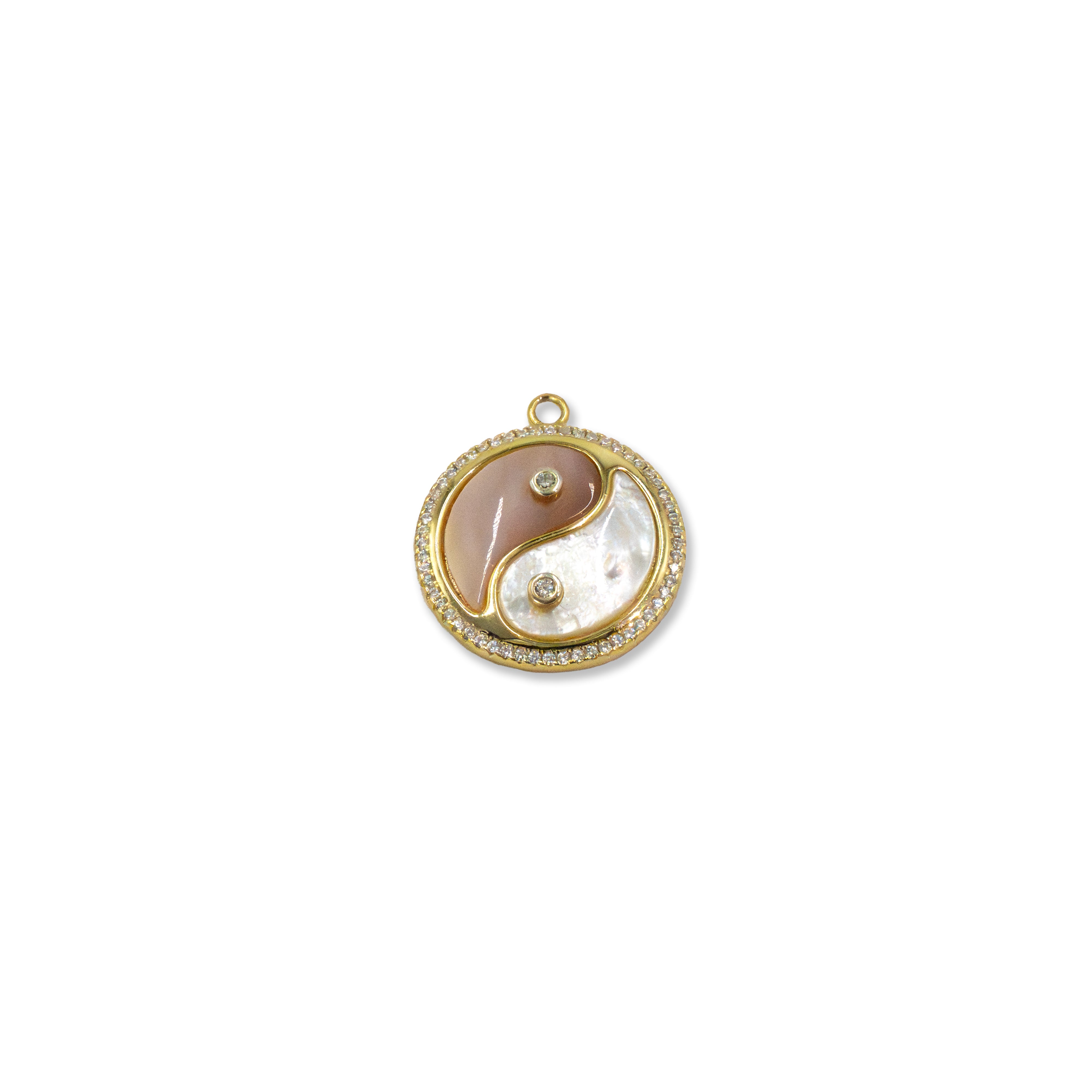 Pink Agate Mother of Pearl Ying Yang Charm