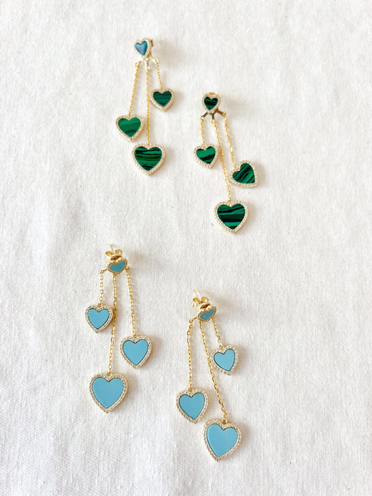 4-Heart Waterfall Earrings