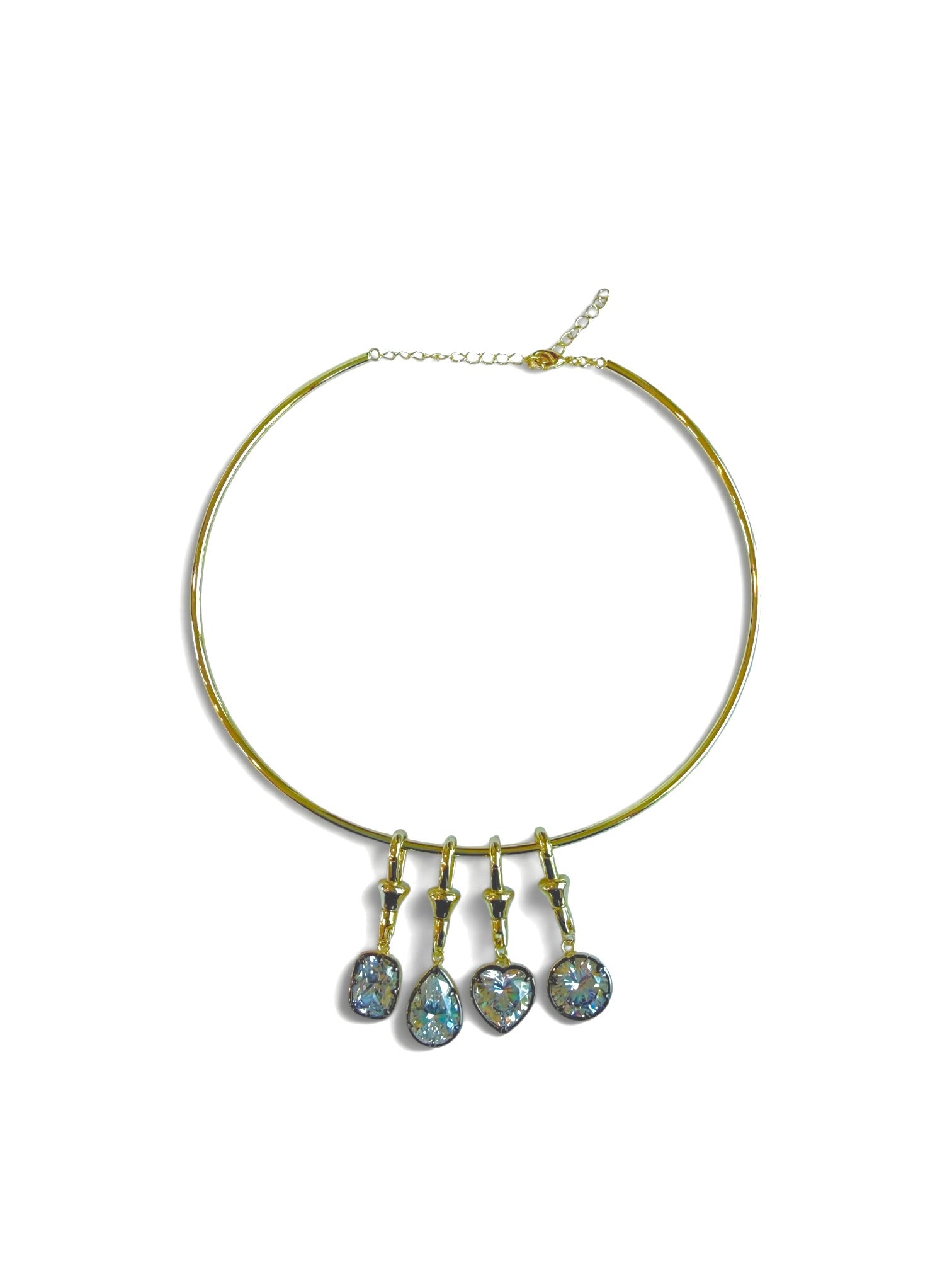 Midnight Necklace with Teardrop, Heart, Emerald & Circle Charms