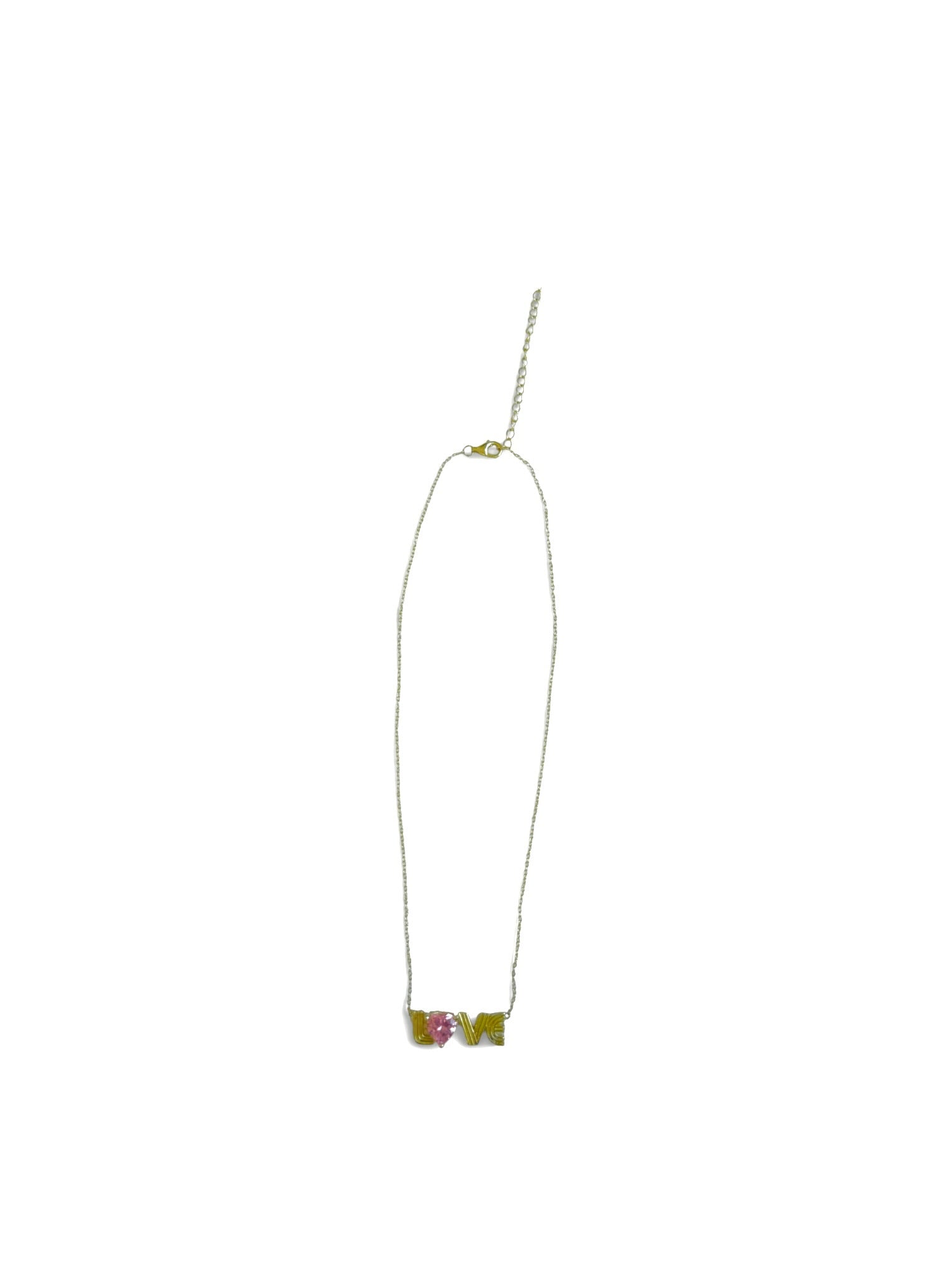 Yellow Gold LOVE Necklace — Pink