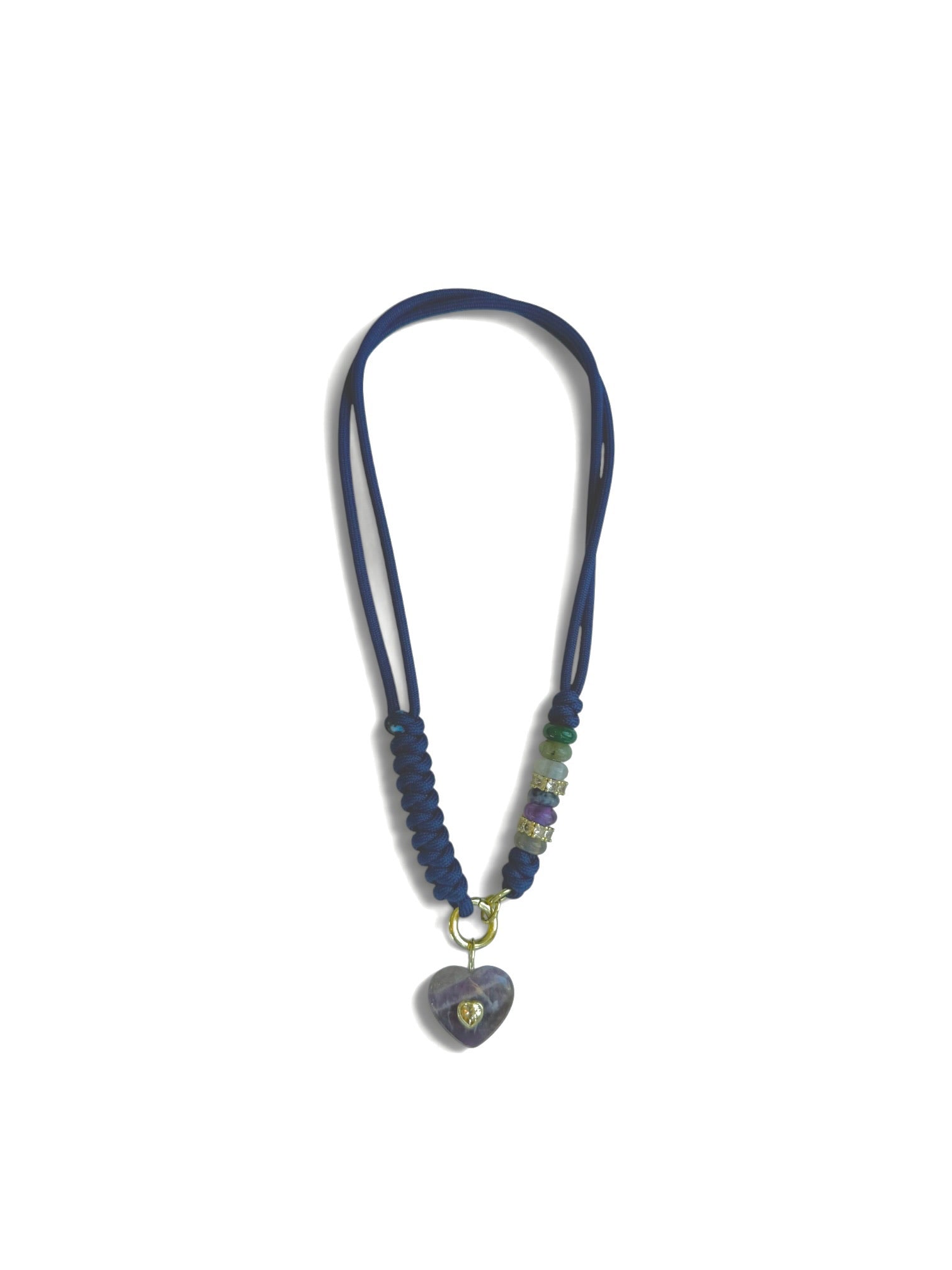 Navy Beaded Cord Necklace