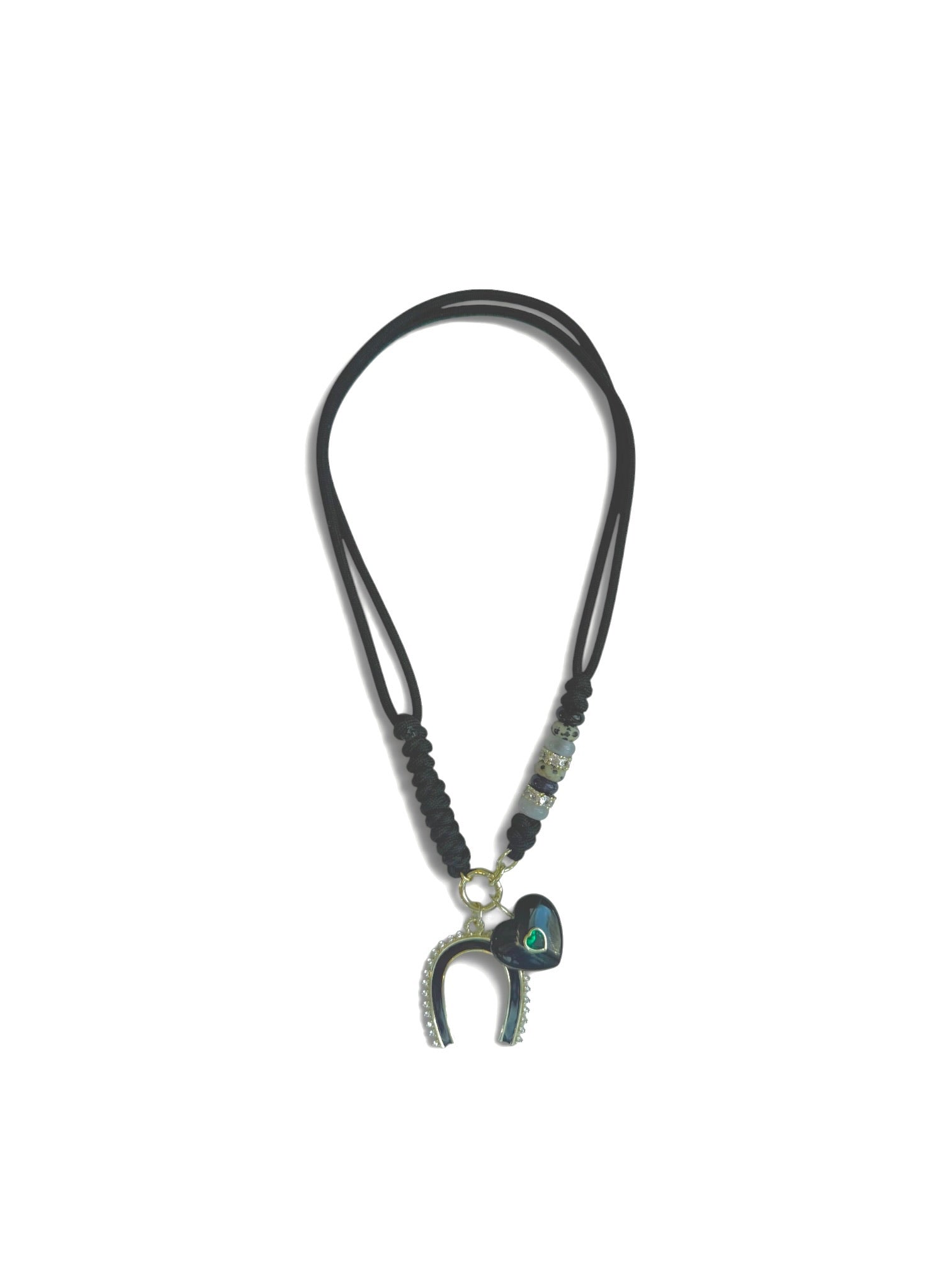 Black Beaded Cord Necklace
