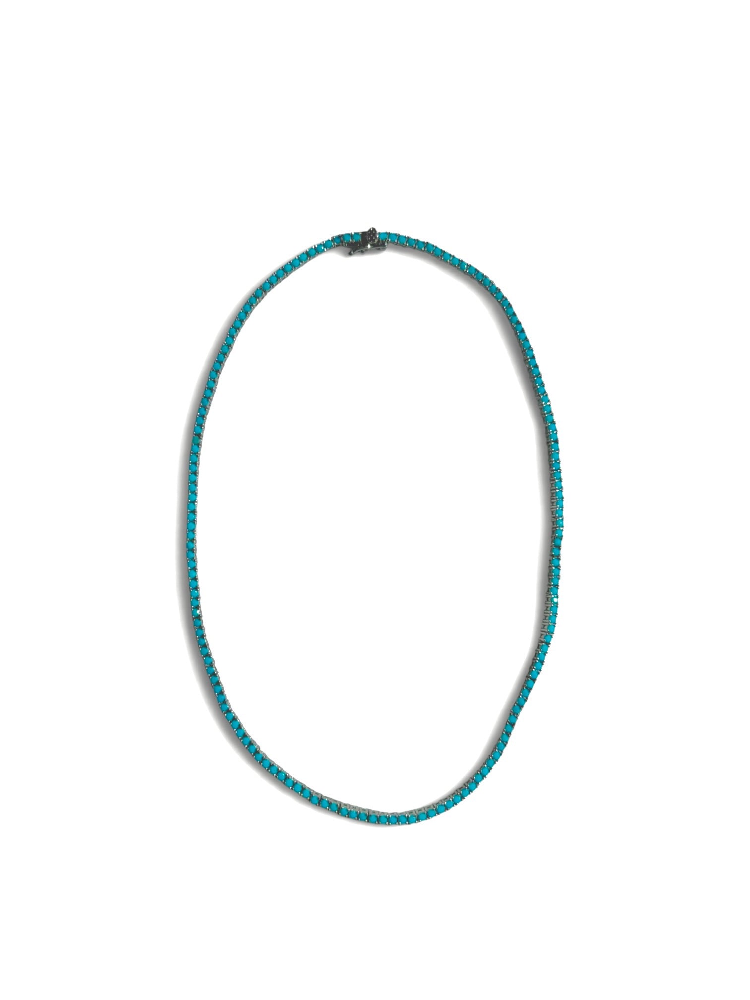 White Gold Turquoise Tennis Necklace