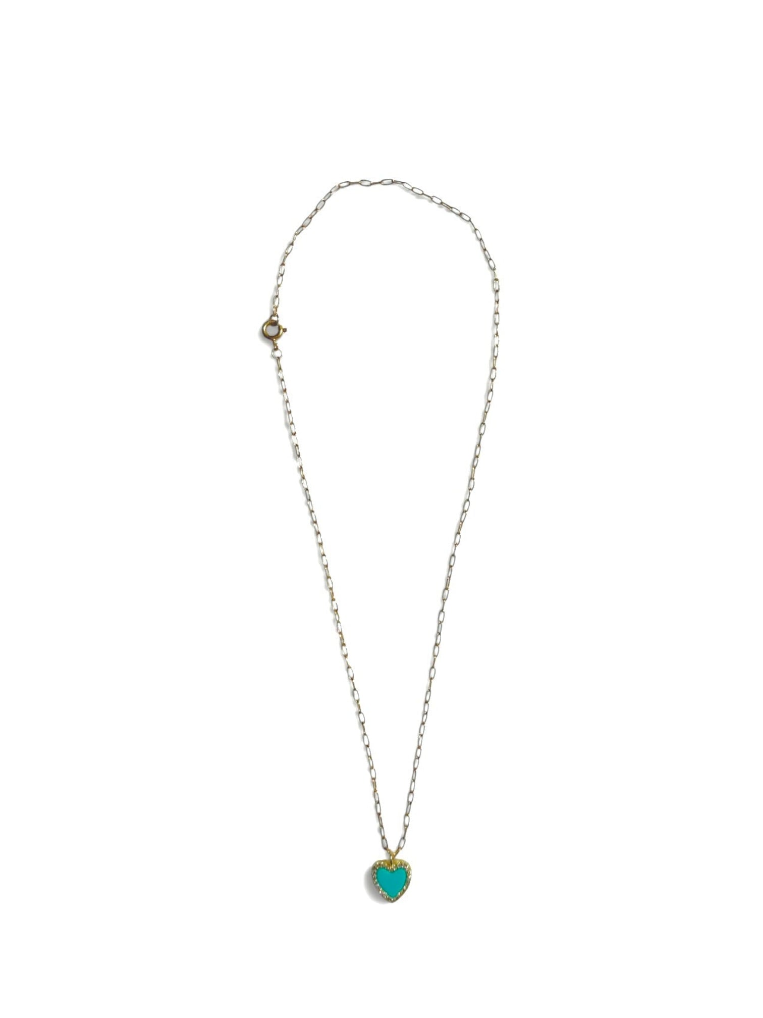 Yellow Gold Turquoise Heart Necklace