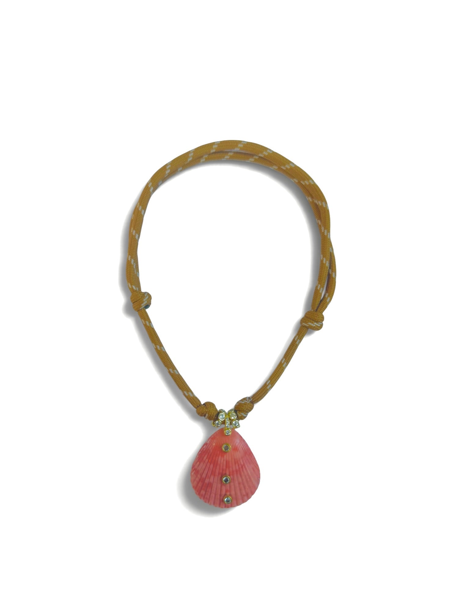 Brown Rope Necklace with Sea Shell Charm