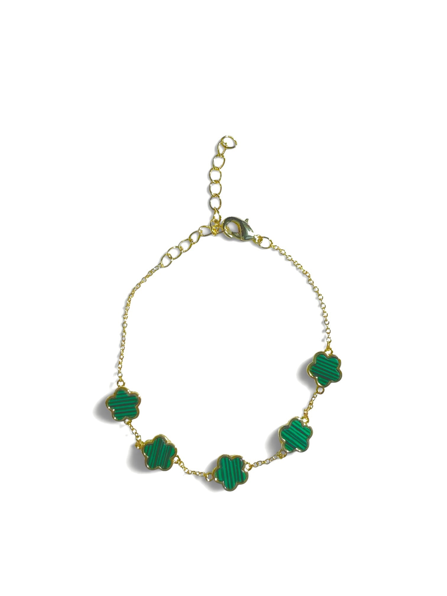 Malachite Clover Station Bracelet