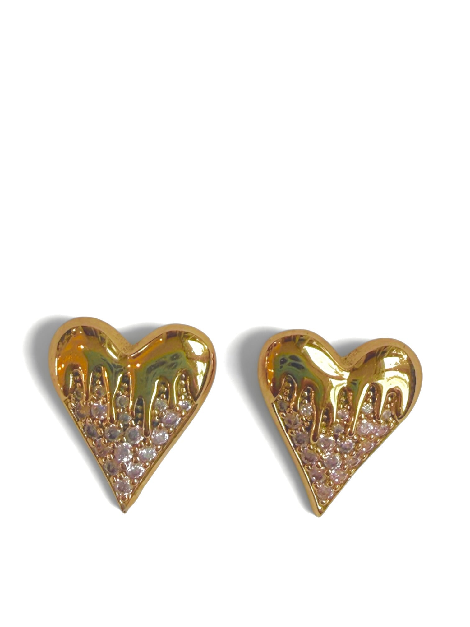 Rose Gold Dripp Heart Studs