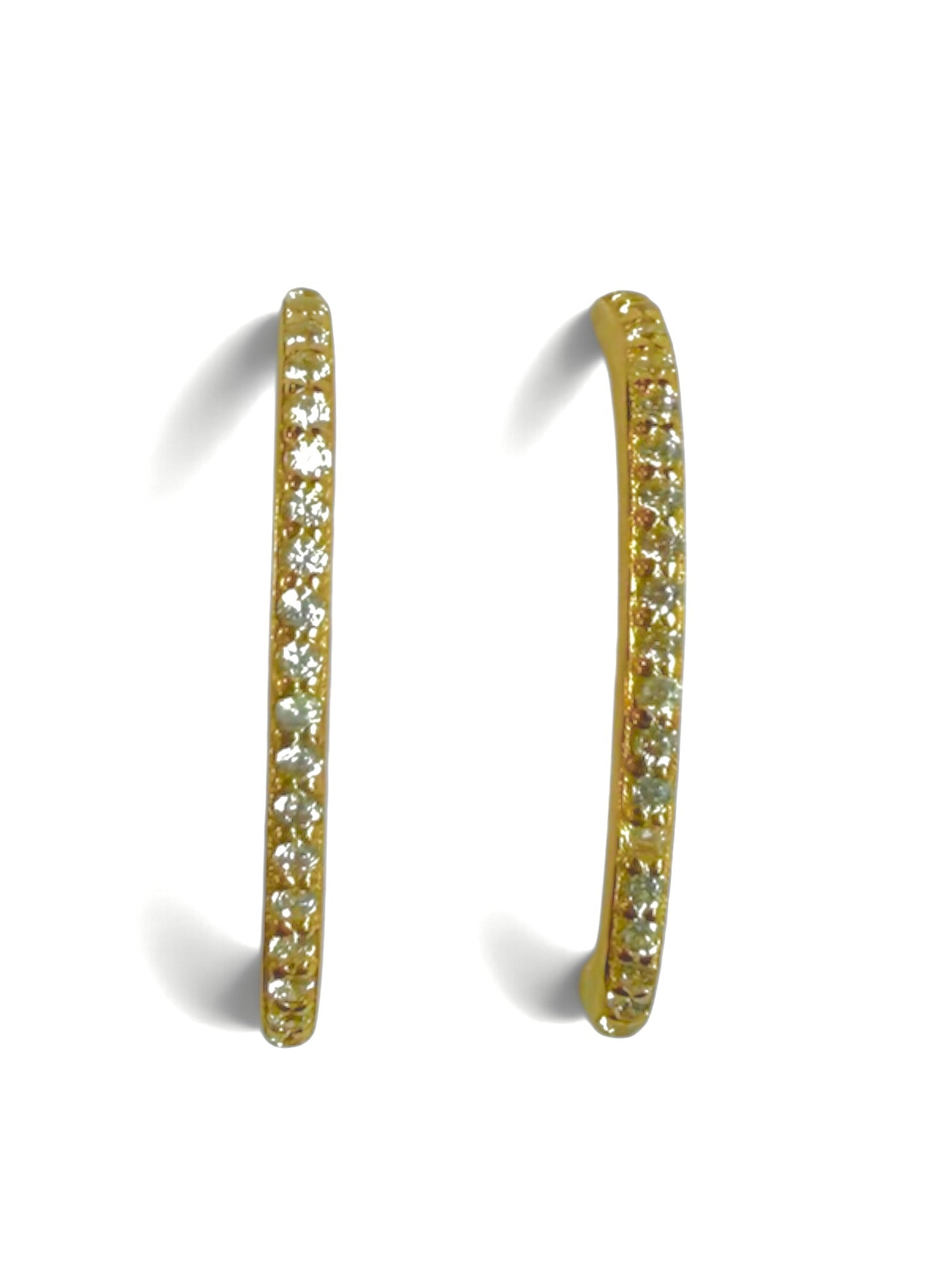 Yellow Gold Pavé Bar Earrings