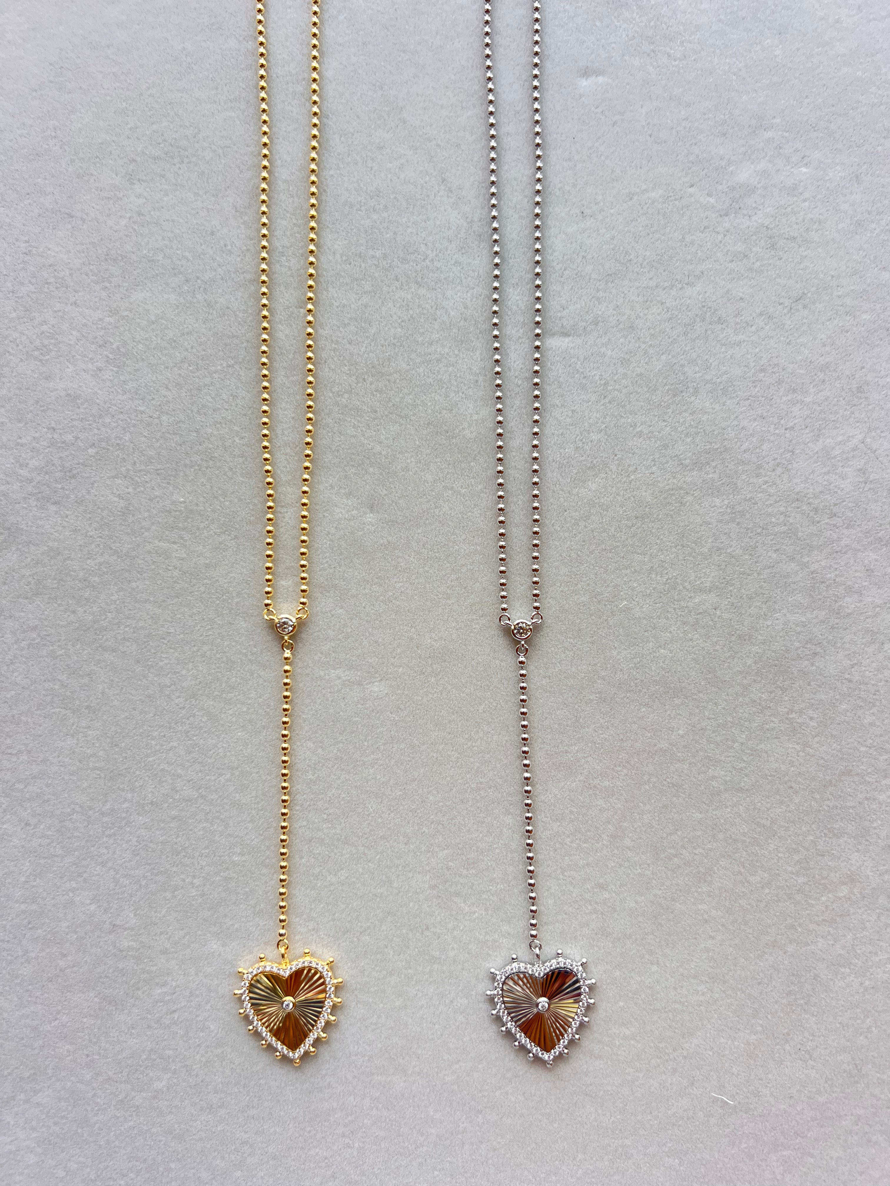Lariat Heart Scale Ball Necklace