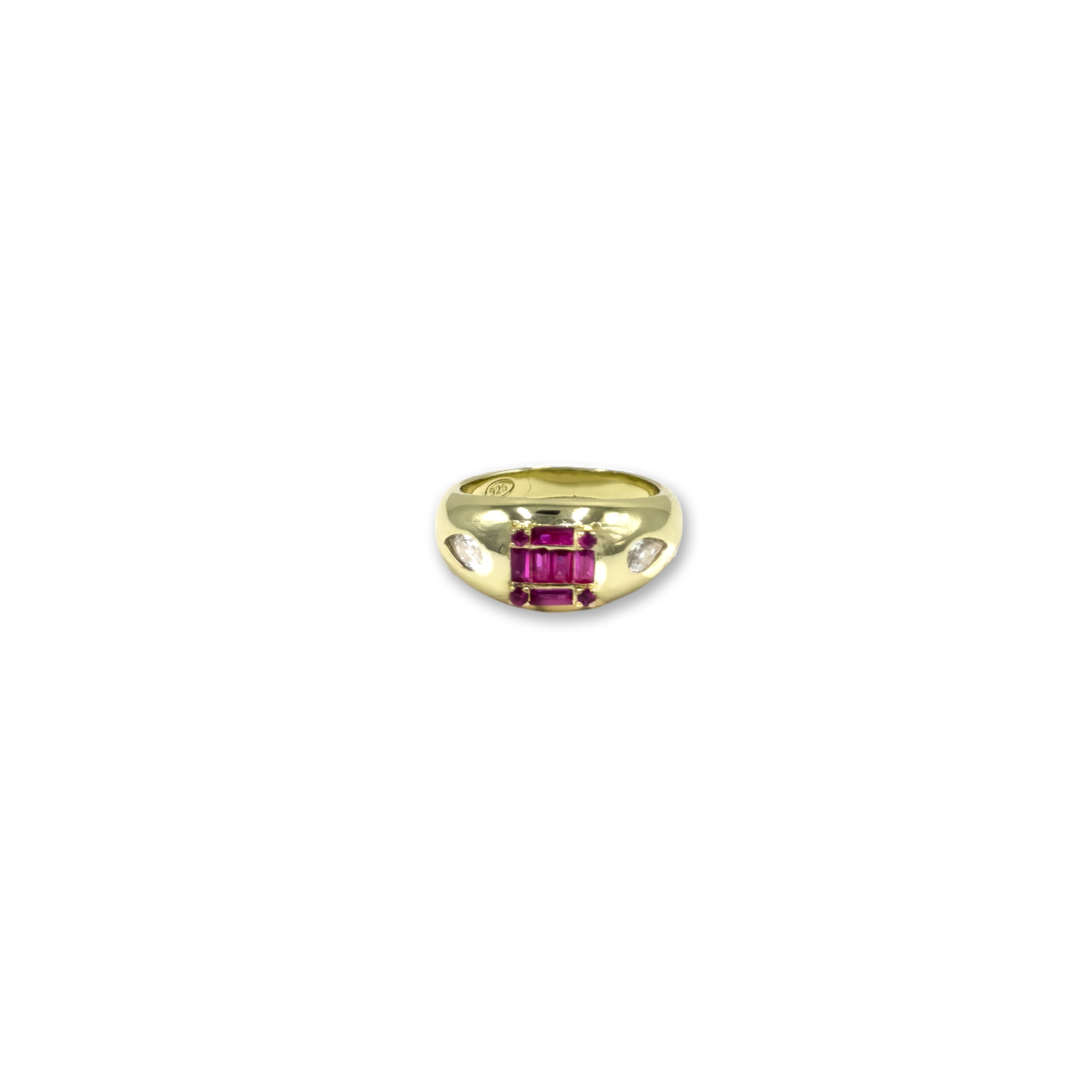 Pink Sapphire with Baguette Sides Ring