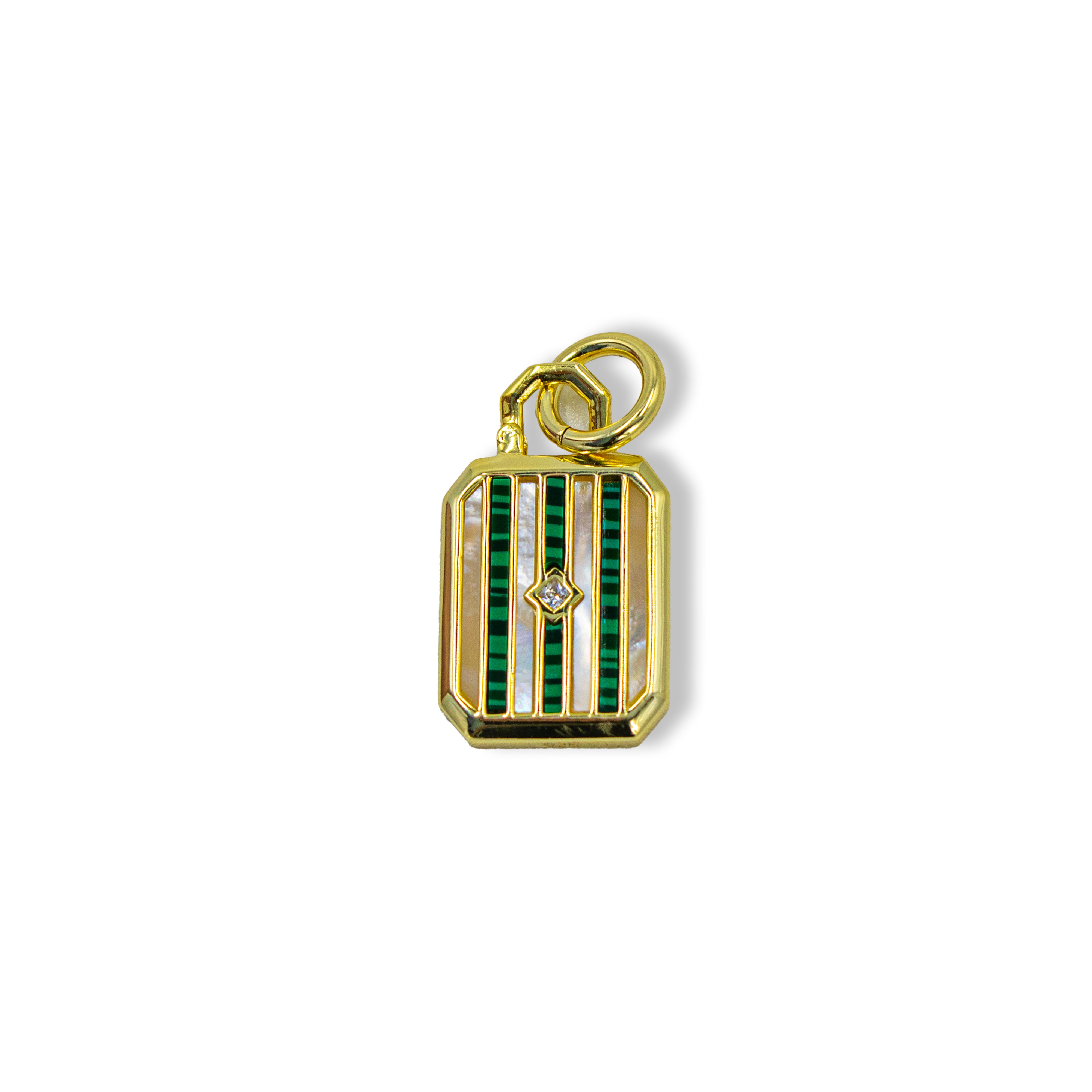 Mother of Pearl and Malachite Charm