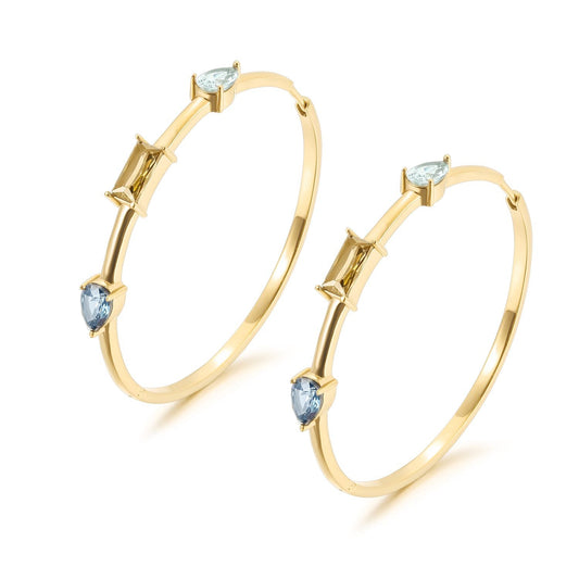 Luxe 3-stone Hoops