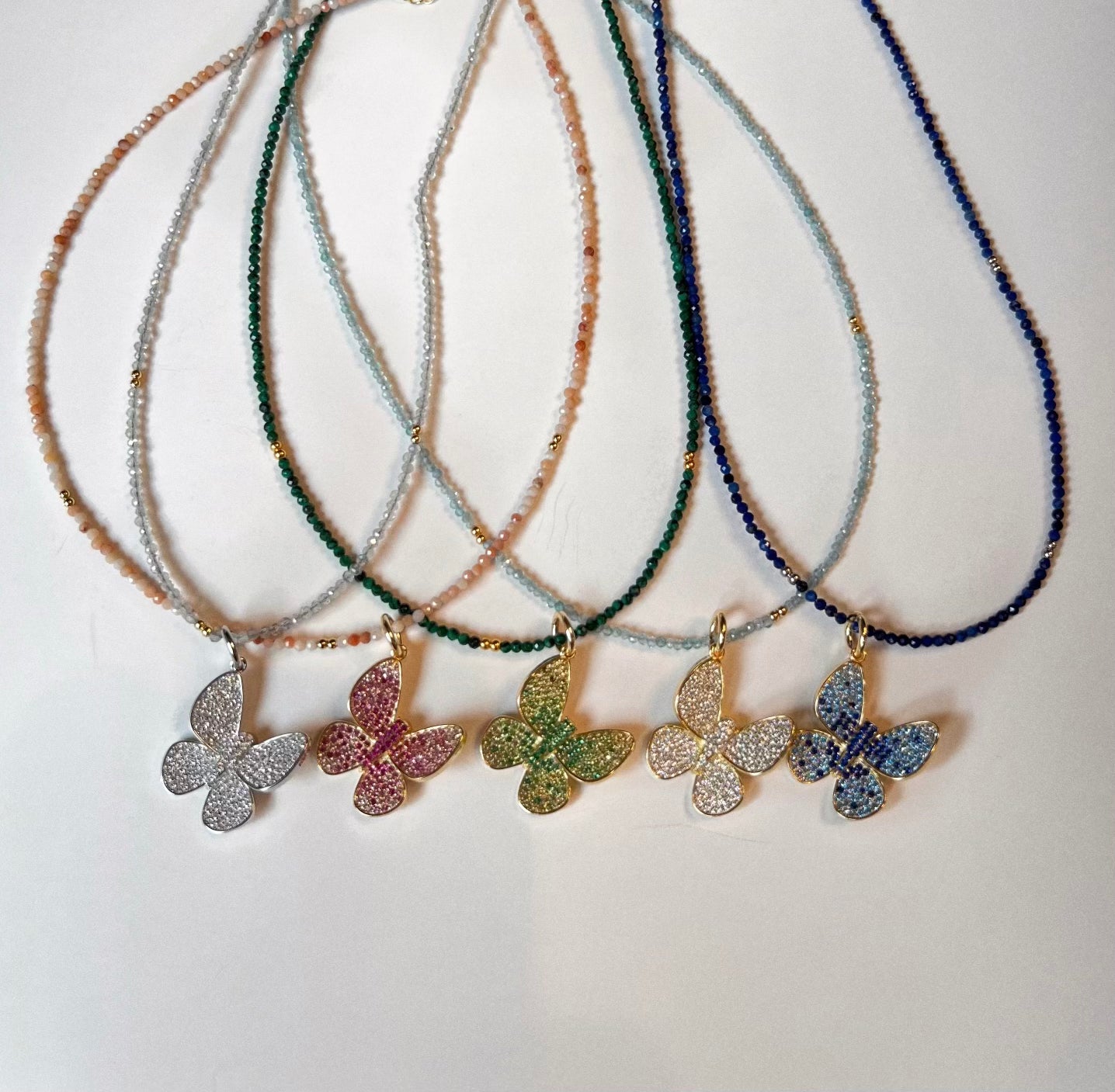 Pavè Butterfly Beaded Choker Necklaces
