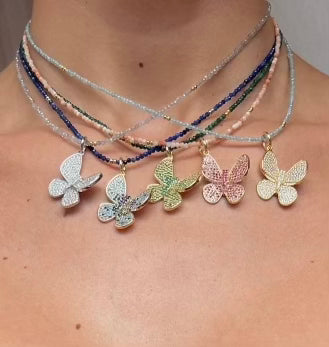 Pavè Butterfly Beaded Choker Necklaces