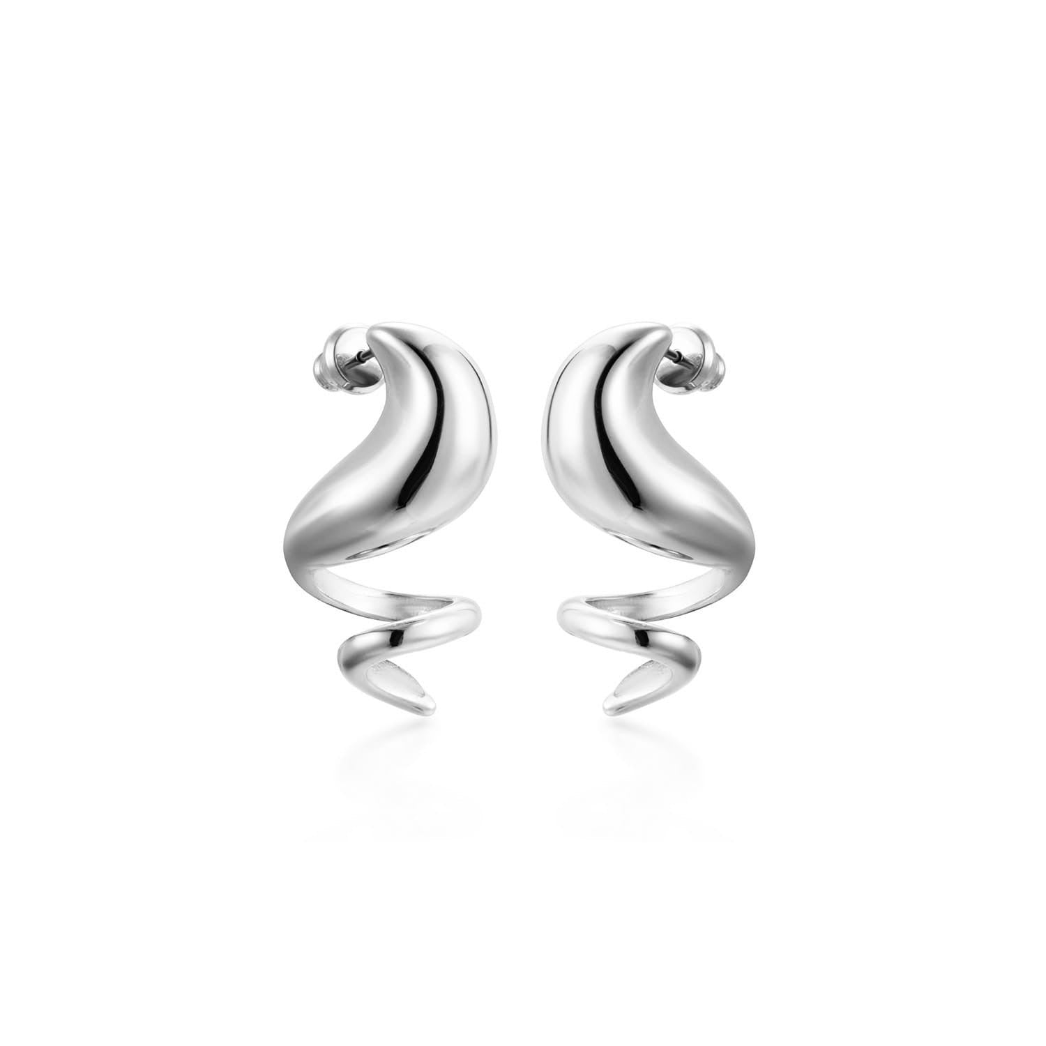 White Gold Swirl Earrings