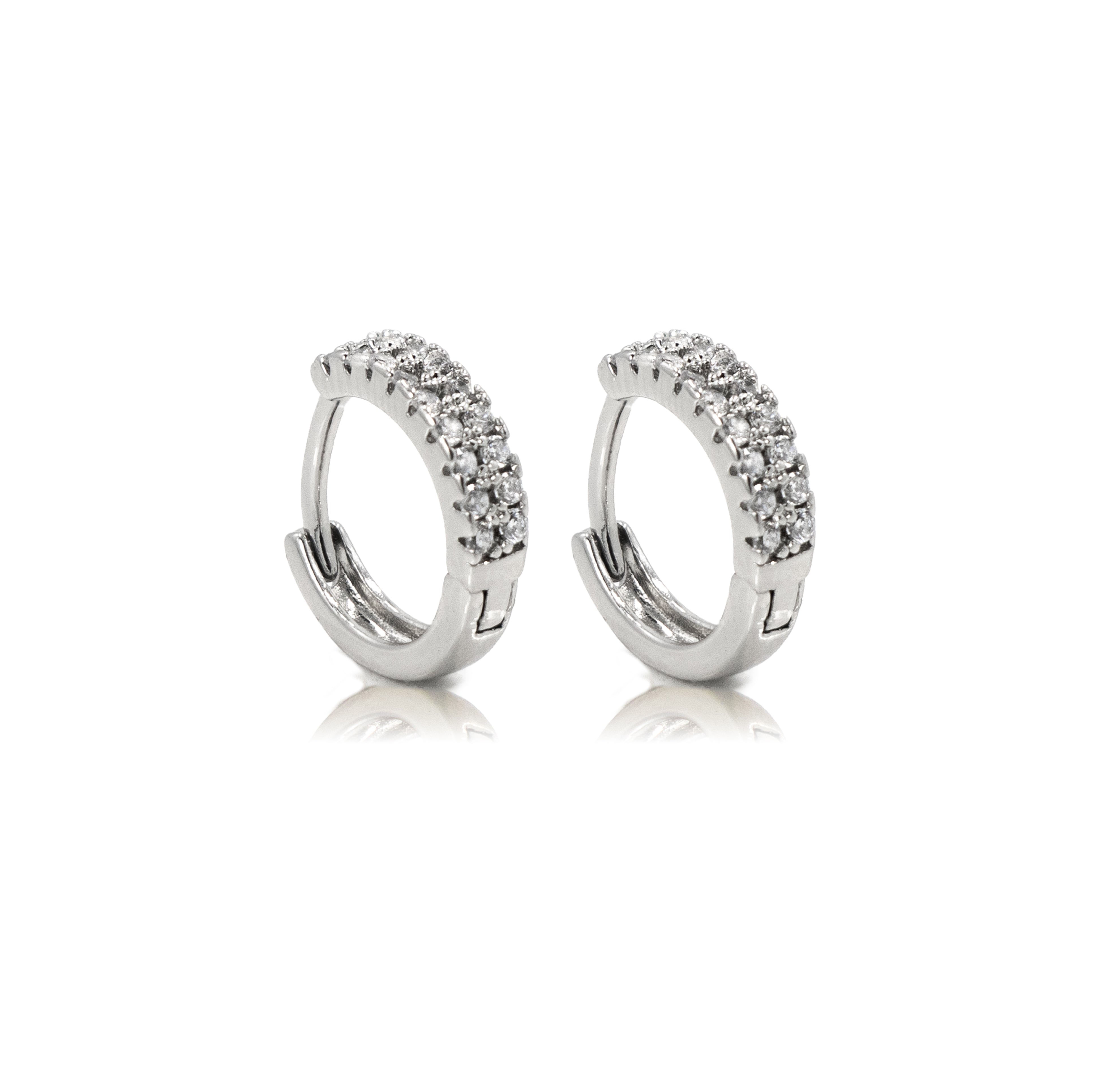 White Gold Pave Huggies