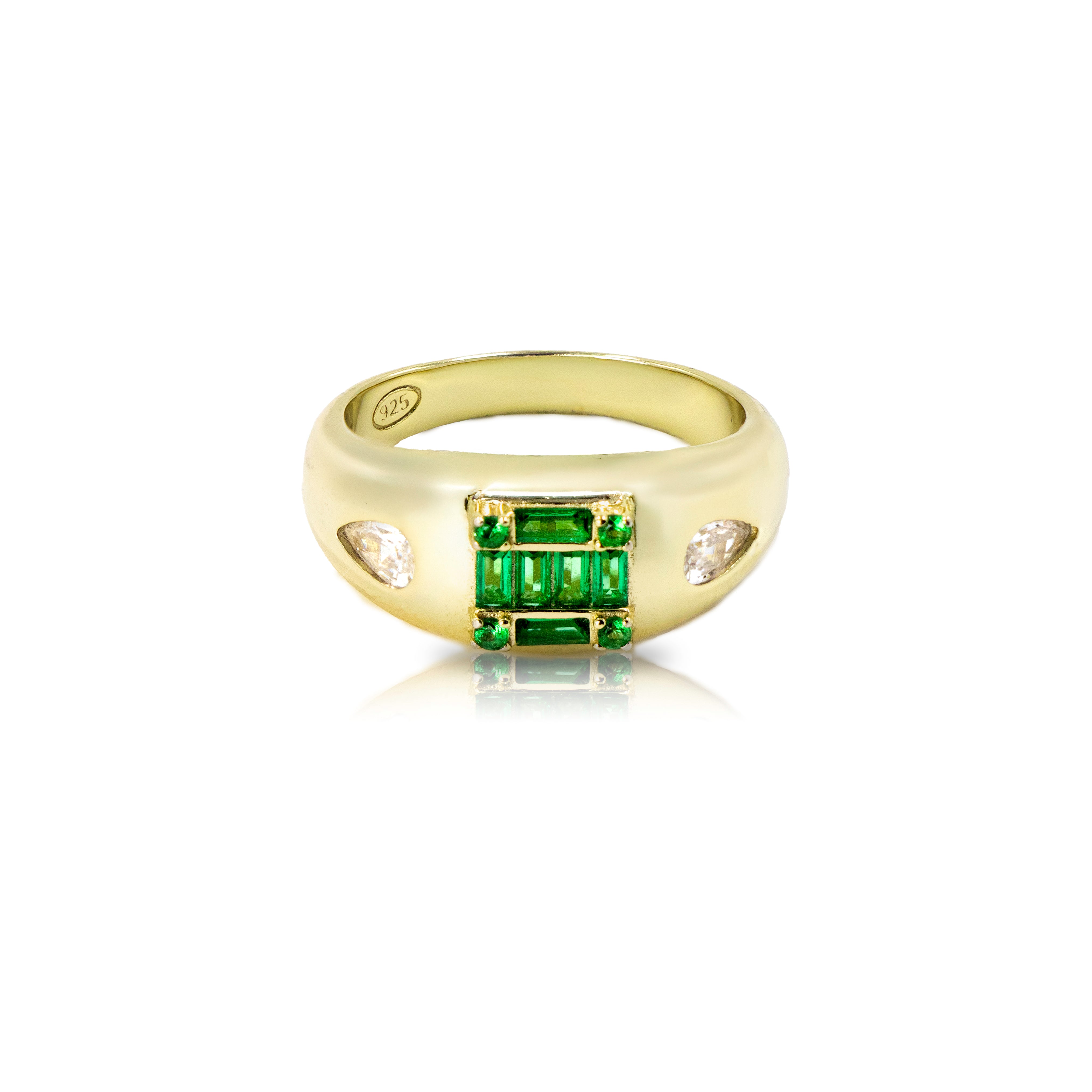 Emerald with Baguette Sides Ring