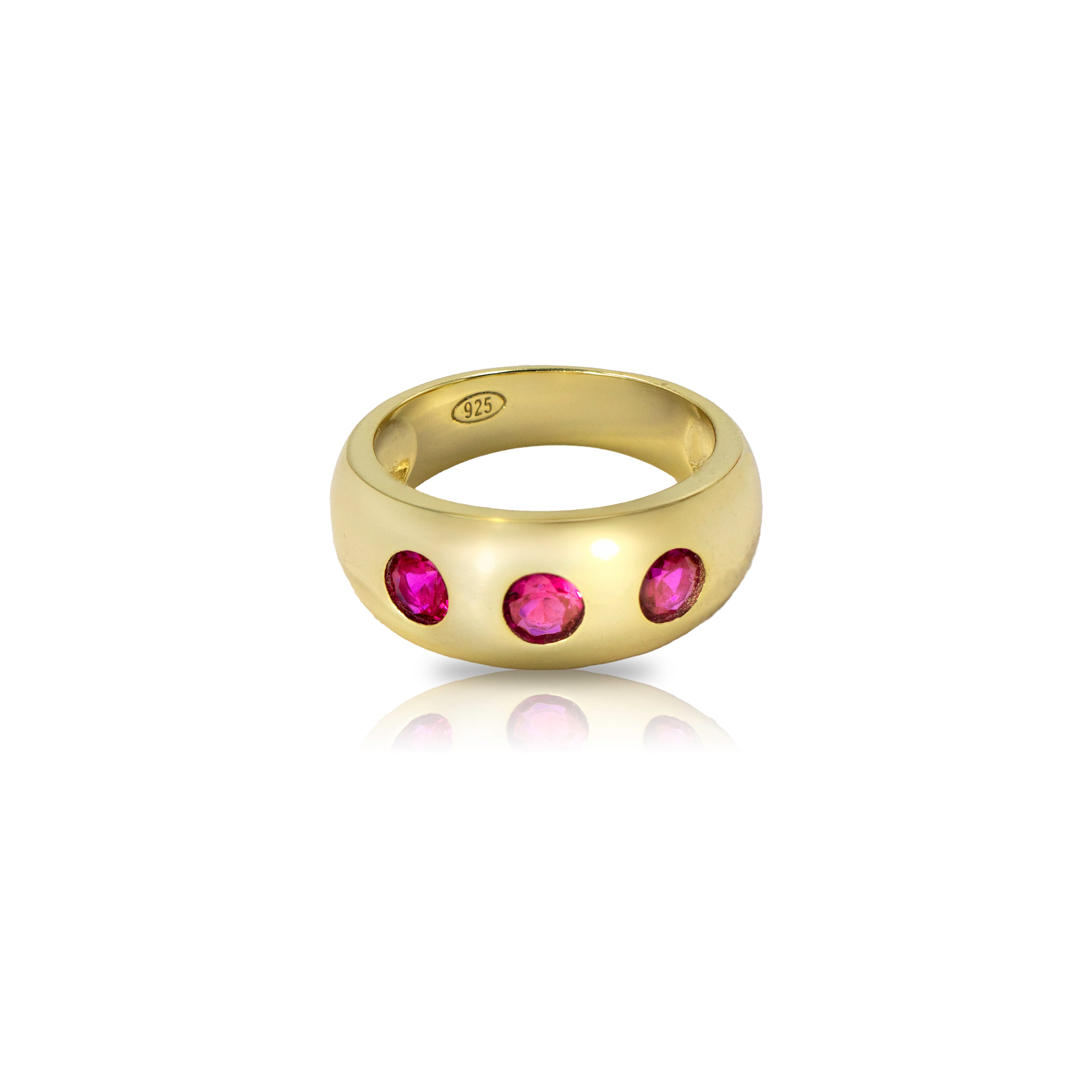 Three Stone Pink Sapphire Ring